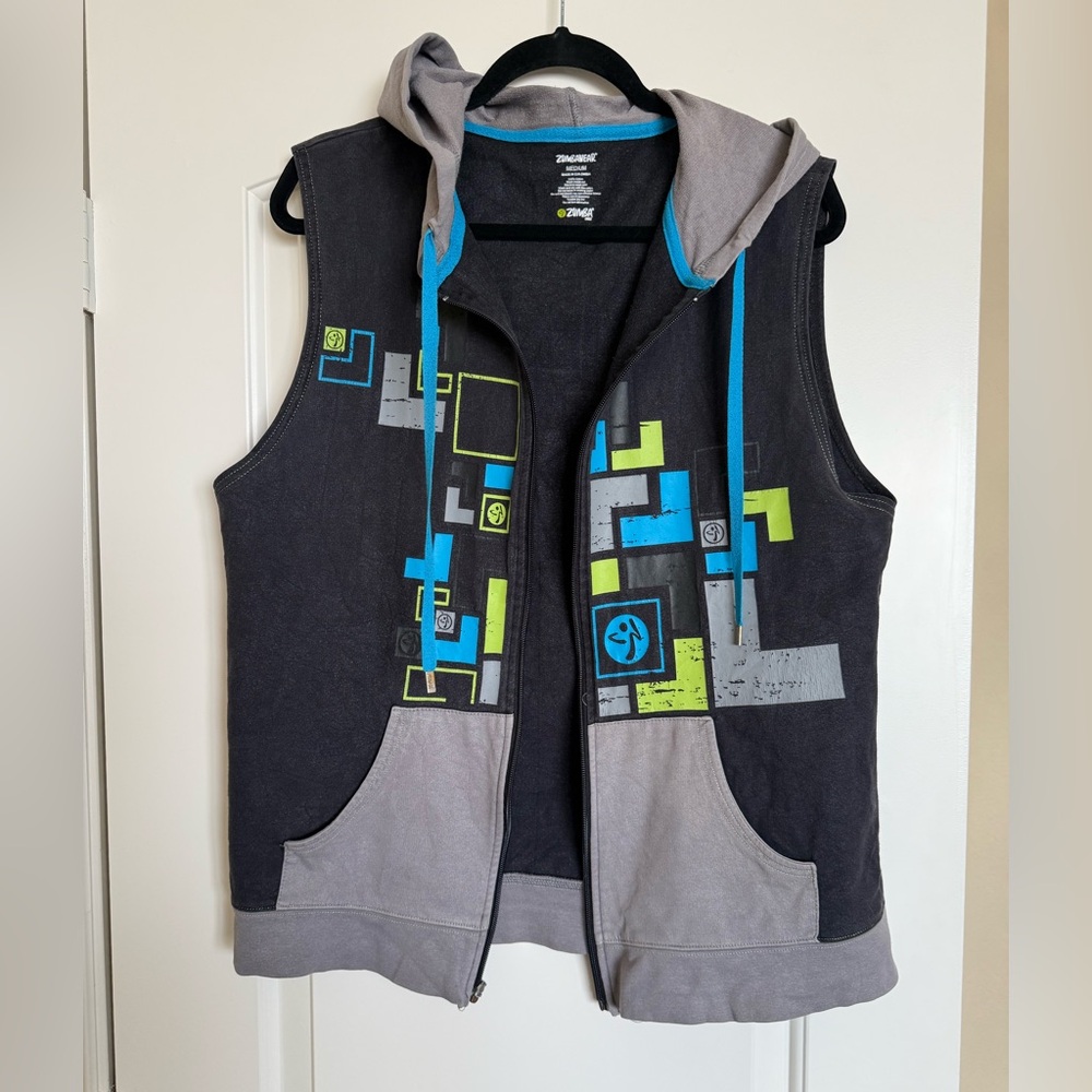Zumba Fitness Hooded Vest with Blue Trim